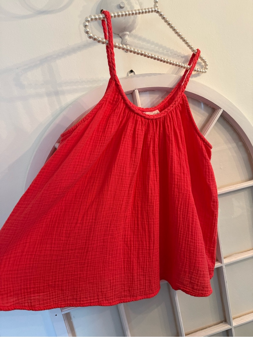 Universal Thread Coral Gauze Cami Tank Top with Braided Straps – Size XL
